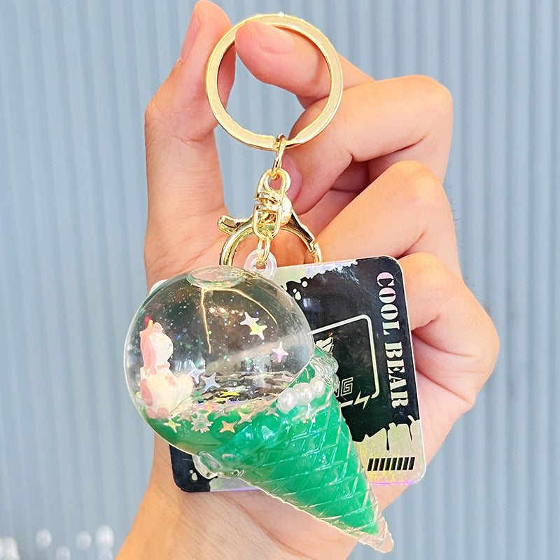 Wholesale Acrylic Ice Cream Quicksand Bottle Keychain